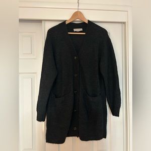 Everlane The Oversized Alpaca Pocket Cardigan Heathered Black S